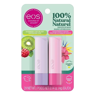 eos 100% Baume à Lèvres Doux; Framboise Kiwi et Fruit De La Passion-Agave;