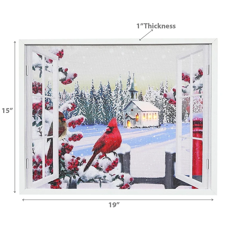 Christmas Led Window Wall Art Cardinal And Church