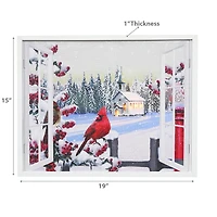 Christmas Led Window Wall Art Cardinal And Church