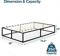 Zinus Joseph 14 inch Black Metal Platform Bed Frame