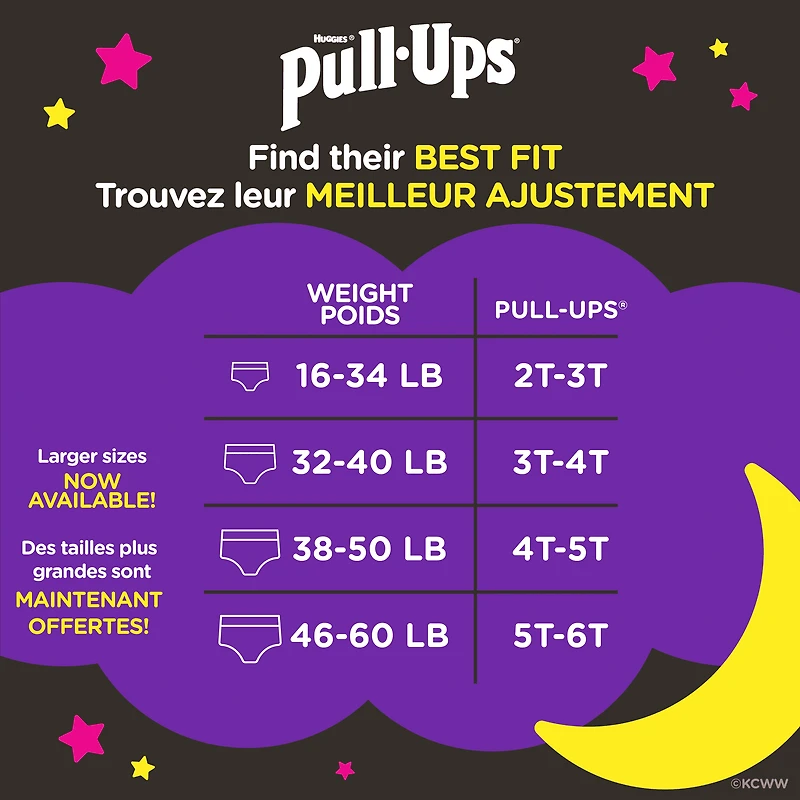 Pull-Ups Girls' Night-Time Potty Training Pants, 2T-3T (16-34 lbs), 120 Ct
