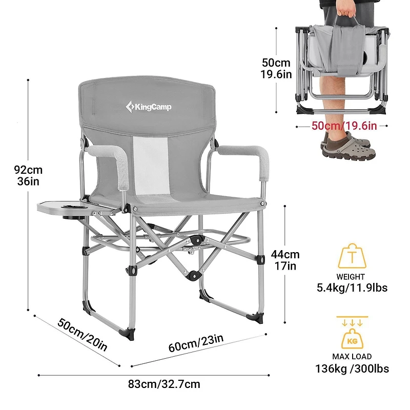 Chaise de camping pliante King Camp - Gris
