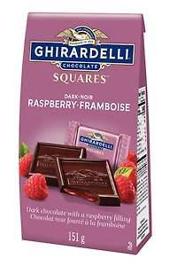 GHIRARDELLI Dark Chocolate Raspberry Squares Bag, 151g, GHIRARDELLI BAG DARK RASPBERRY 151G