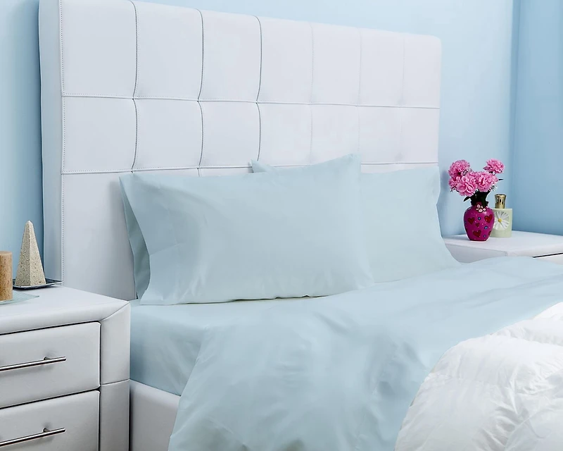 Ensemble de draps en microfibre de Gouchee Home – Ensemble de literie 4 pièces, microfibre ultra-douce, draps bleu ciel infroissables et respirants
