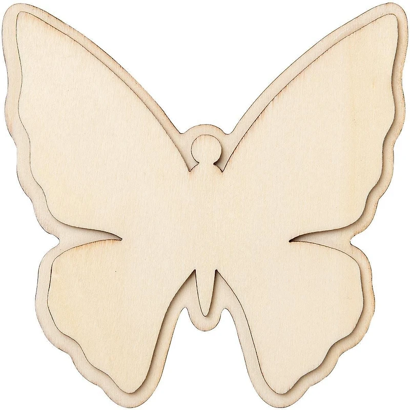Plaid Wood Surfaces, 3D Unpainted Layered Shape, Butterfly, 4 x 4 Inch