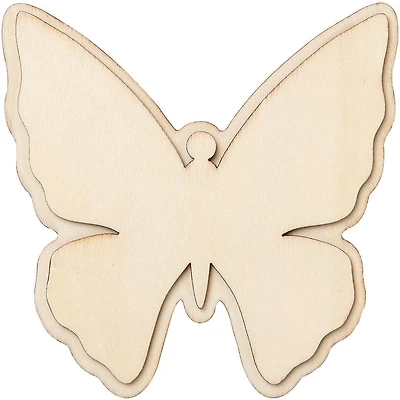 Plaid Wood Surfaces, 3D Unpainted Layered Shape, Butterfly, 4 x 4 Inch