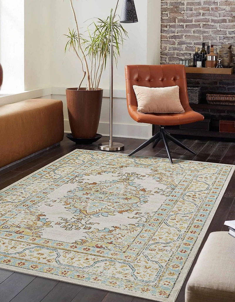 ECARPET Esme 6'7" x 9'6" Traditional Area Rug for Living Room, Bedroom, Dining Room, Entrance, Hallway and More.