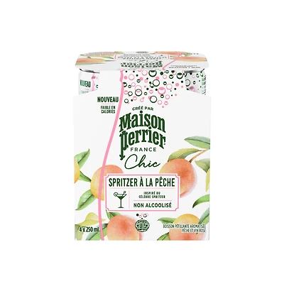 Maison Perrier MAISON PERRIER Chic Peach Spritzer, Non-Alcoholic, Peach And Rosé Wine-Flavoured Sparkling Beverage, Low Calorie Mocktail, Ready To Drink, 1 L
