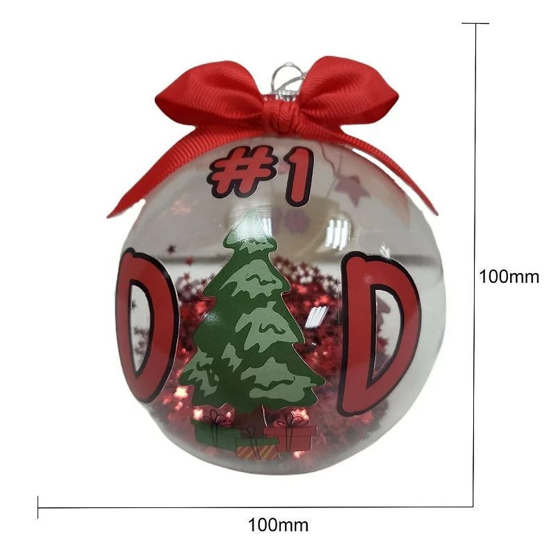 "#1 Dad" Collectible Christmas Glass Ball Ornament, 4 in, Holiday Time, "#1 Dad" Clear Collectible Glass Ball Ornament