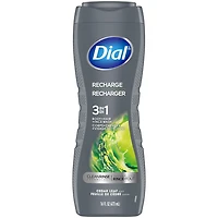 Dial Men Nettoyant 3 en 1 pour le corps, les cheveux et le visage, recharger, parfum feuille de cèdre, 473 ml