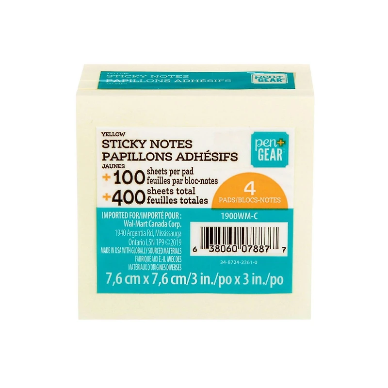 Feuillets collants PEN+GEAR 1900WM-C, Jaune