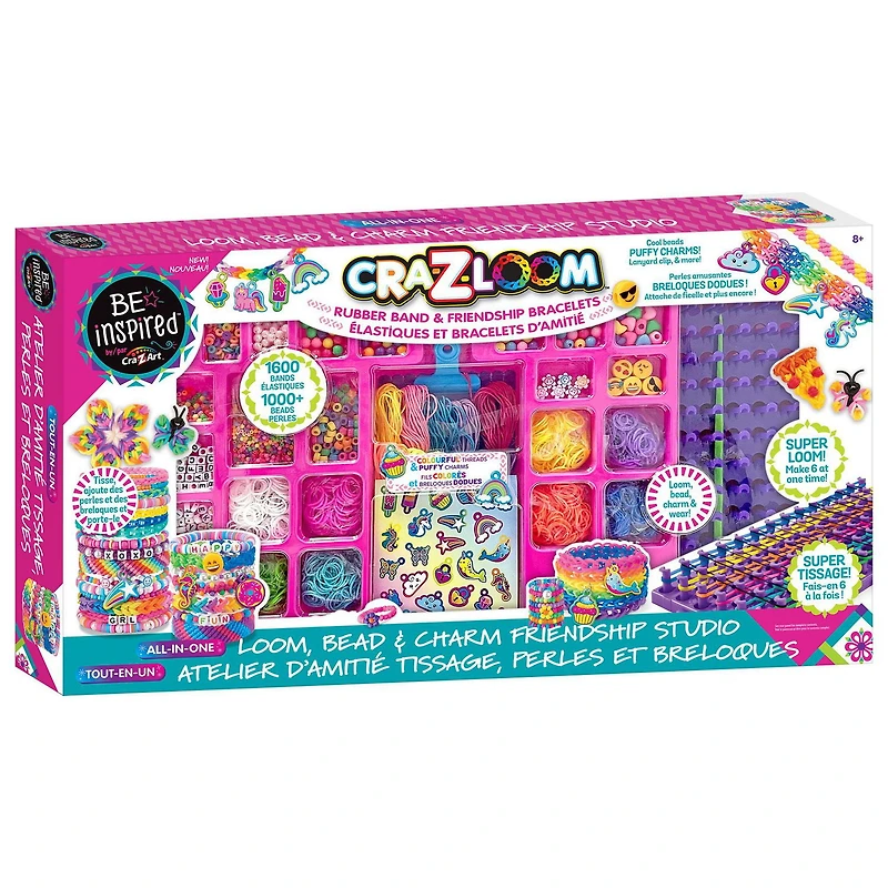 Cra-Z-Art Be Inspired All in One Loom Bead Charm Friendship Bracelet Studio, Beading Craft Kits for Kids