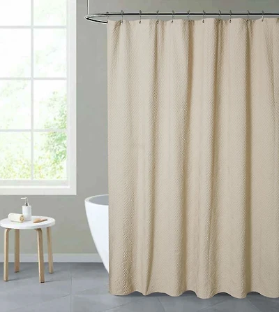 Chaps Shower Curtains with Hooks - Linen Textured Waterproof Curtain 10 Easy-slide Hooks