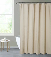 Chaps Shower Curtains with Hooks - Linen Textured Waterproof Curtain 10 Easy-slide Hooks
