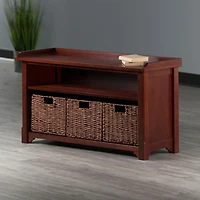 Milan 4pc Storage Bench with Basket in Walnut