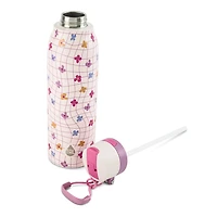 Gourde TAL 710 ml en acier inoxydable 2 en 1 avec paille et bouchon à pression, motif de marguerite