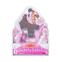 Melissa & Doug Ensemble de jeu de salon de beauté en bois avec vanité et accessoires (18 pièces) - Certifié FSC