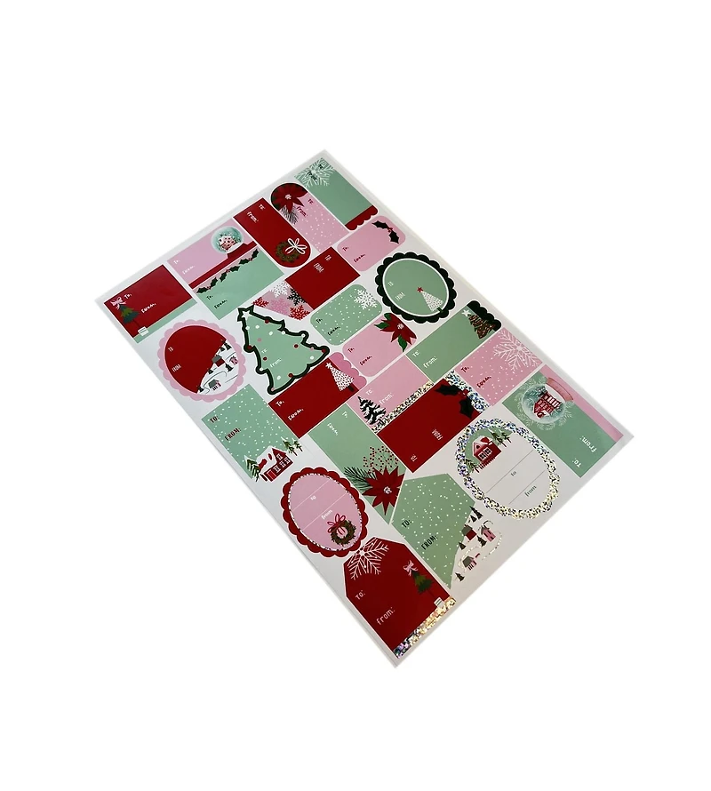 Holiday Time 7" x 10.5" White Christmas 100 counts sticker gift tags Box