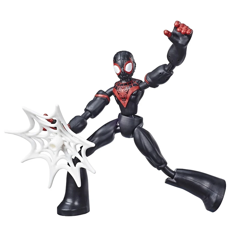 Marvel Spider-Man Bend and Flex - Figurine flexible Miles Morales de 15 cm, incluant accessoire