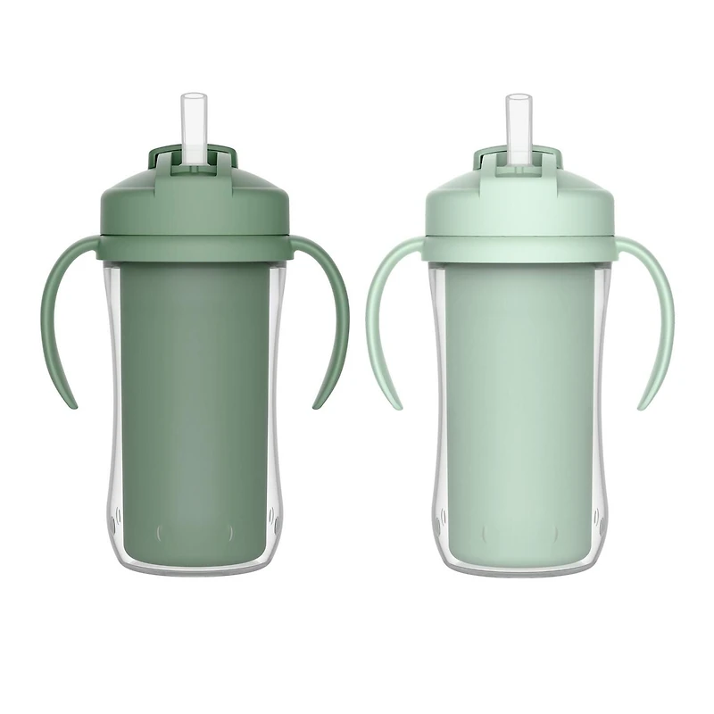 Parent’s Choice Insulated Sippy Cup with Straw and Handles, 300 mL, 2 pack, 12m+,Green, 12 months+, 300 mL, 2 pack, Green