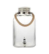 Distributeur de boissons en verre transparent à côtes, 2 gallons, 1 pièce Distributeur de boissons en verre