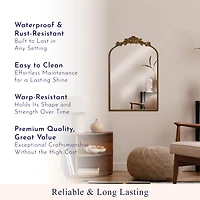 Crystal Art Gallery 20" x 30" Gold Filigree Arch Wall Mirror, With Frame <ul><li>Its classic design complements various interior themes from traditional to contemporary.</li><li>Not just a mirror but a piece of art that enhances the beauty of your space.</li><li>Built to last with high-quality materials ensuring stability and longevity.</li><li>Designed to lean</li></ul>