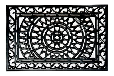 Grand paillasson d'extérieur élégant en fer forgé de Home Décor Inc. – 61 x 91 cm, noir, durable et élégant