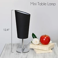 Simple Designs Mini Chrome Table Lamp with Angled Fabric Shade