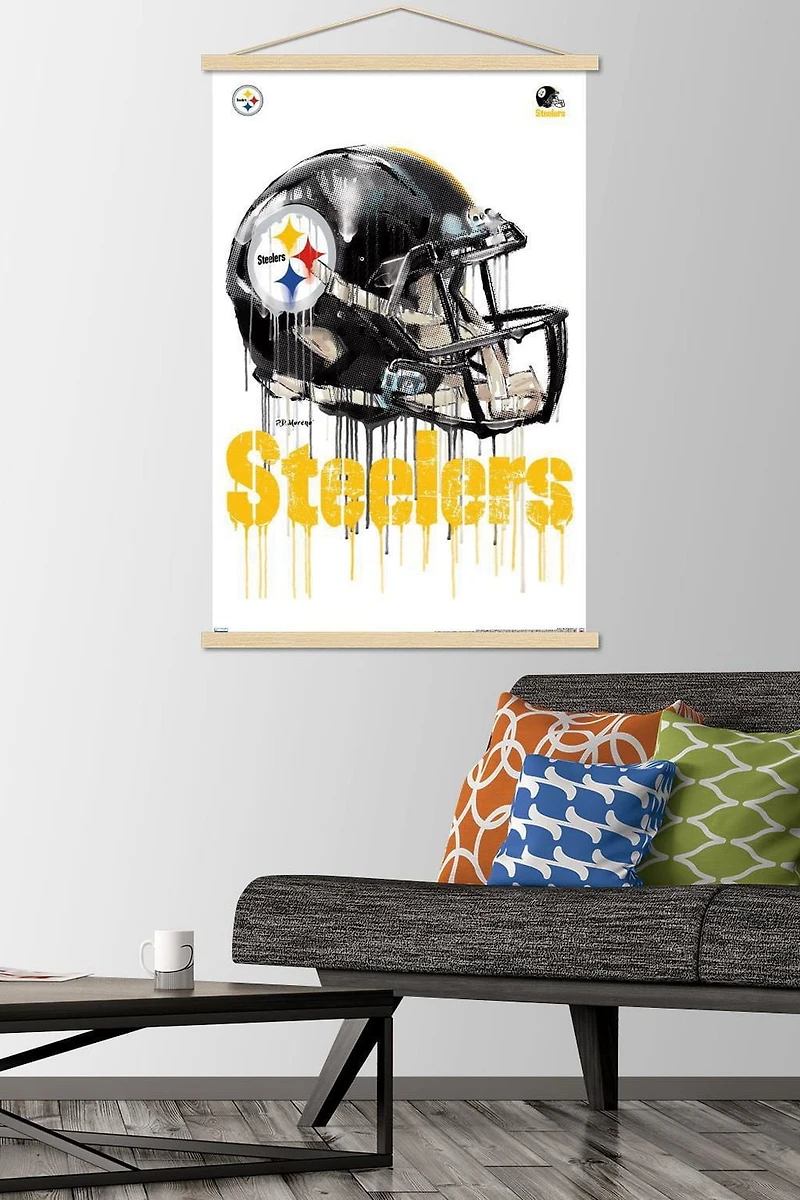 NFL Pittsburgh Steelers - Drip Helmet 20 Wall Poster, 22.375" x 34" Framed