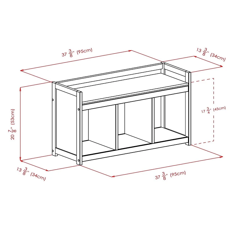 Banc de rangement Addison de Winsome Trading Inc. 4 pièces avec 3 paniers en tissu pliables