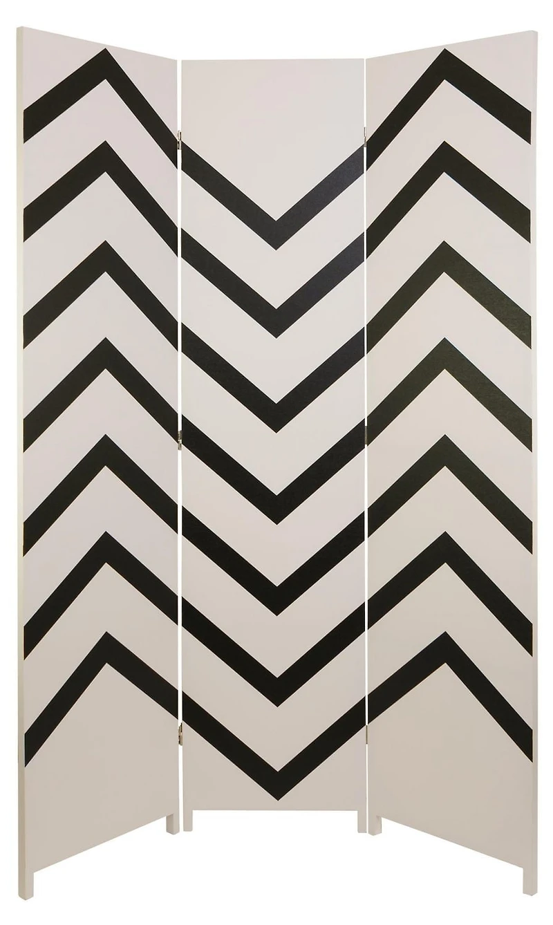 kieragrace Stockholm paravent Danielsson – 119,38 x 180,34 cm (47 x 71 po), zig-zag noir et blanc