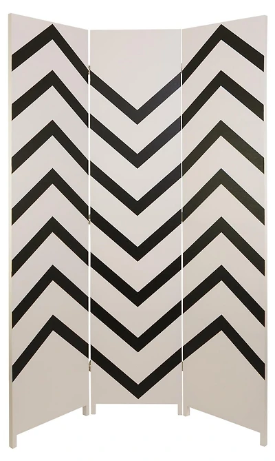 kieragrace Stockholm paravent Danielsson – 119,38 x 180,34 cm (47 x 71 po), zig-zag noir et blanc