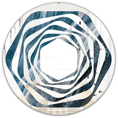 Designart 'Splash Blue Indigo' Modern Round Wall Mirror - Whirl 32x32