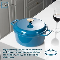 Cocotte en fonte émaillée antiadhésive Mainstays 4,75 L, bleue - 1 unité
