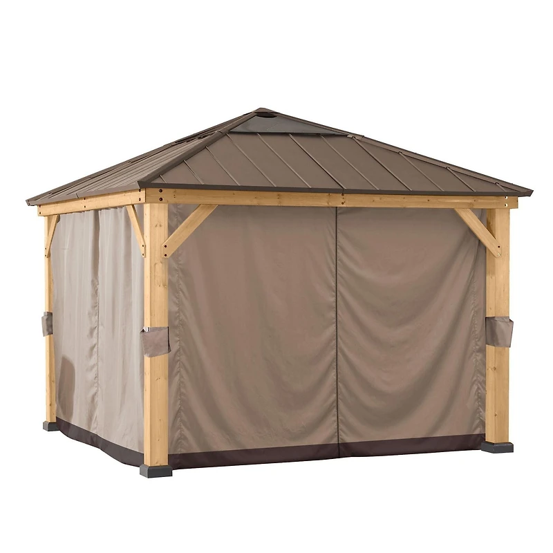 Rideaux universels Sunjoy pour gazebos à ossature de bois de 9 pi × 9 pi