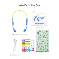 myFirst Kids Airwaves : Casques sans fil à oreilles ouvertes pour enfants - Écoute sûre, longue autonomie de batterie, nouveau modèle - Couleur bleue