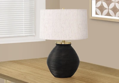 Monarch Specialties  Luminaire, 25"h, Lampe De Table, Béton Noir, Teinte Ivoire / Crème, Contemporain