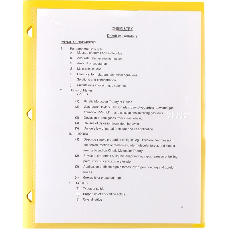 Classeur à deux pochettes Five Star Clearview jaune