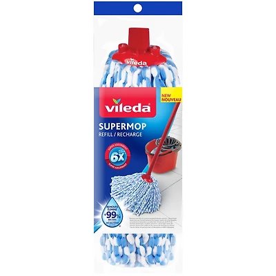 Vileda SuperMop Head Replacement - Washable and Reusable Microfibre Mop Refill, 1 Piece