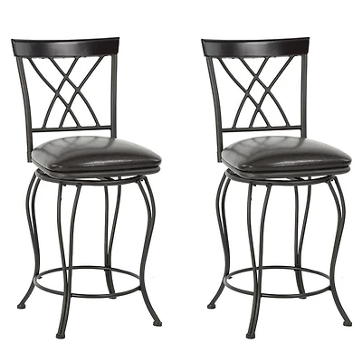 Homylin Swivel Counter Height PU Bar Stools Set of 2, 24inch