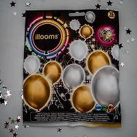 illooms Gold, Silver, White LED Light Up Balloons, Pack of 15