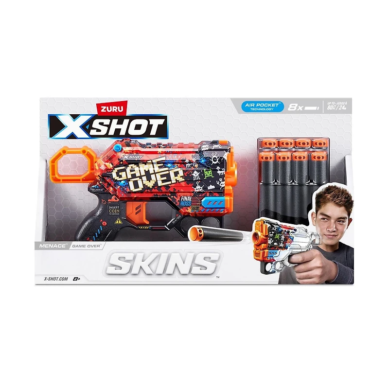 XSHOT Skins Menace Dart Blaster - Game Over (8 Darts) by ZURU