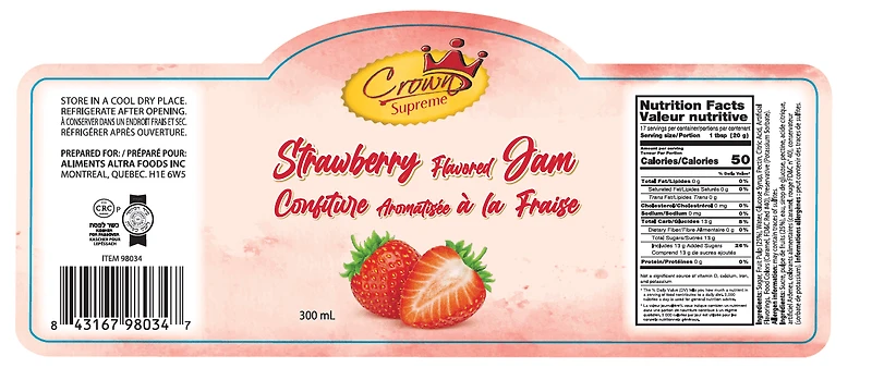 Crown Supreme Jam Strawberry KPY 340g