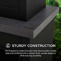 Sunjoy Cheminée Fosse à feu en Acier, dotée d'une porte pare-étincelles en maille, d'un tisonnier et d'un espace de stockage pour bois. Idéale pour terrasse, jardin, deck ou arrière-cour.