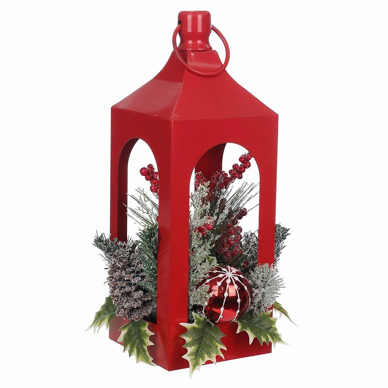 Holiday Time 17" Red Metal Lantern Arr Decor