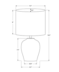 Monarch Specialties  Luminaire, 17"h, Lampe De Table, Noir Céramique, Teinte Ivoire / Crème, Transitionnel