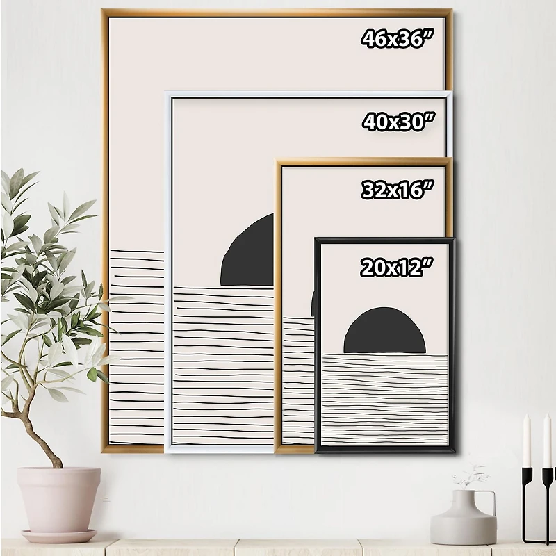 Designart Lignes géométriques minimales et cercle V ART MURAL À CADRE FLOTTÉ