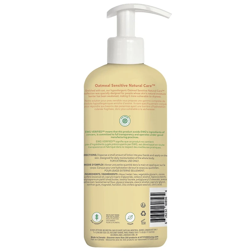 ATTITUDE oatmeal sensitive natural baby care, Lotion pour le Corps, Sans Odeur, 473 mL