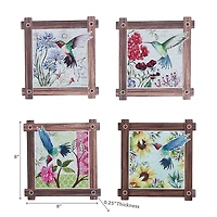 IH Casa Decor 8" Square Ceramic Trivet Hummingg Bird Asstd - Ensemble De 4