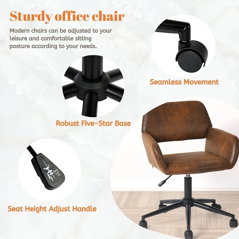 Homy Casa Chaise de Bureau Ergonomique 1 Pièce, Fauteuil de Bureau Ajustable en Suède Synthétique avec Accoudoirs Rembourrés